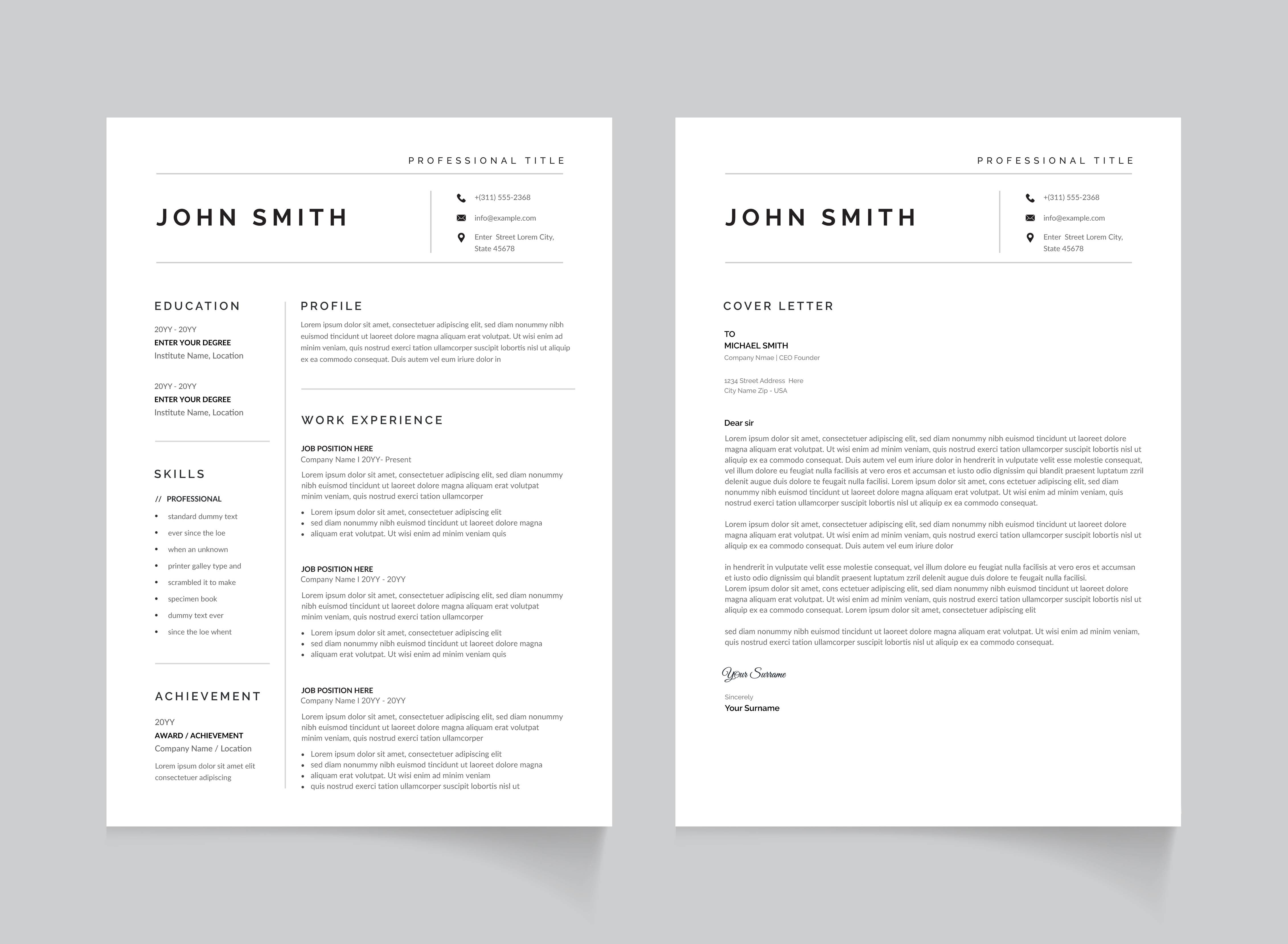 Professional resume and cover letter examples